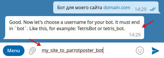 Bot username